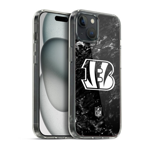 NFL Cincinnati Bengals Artwork Marble Soft Gel Case for Apple iPhone 15 Plus & MagSafe