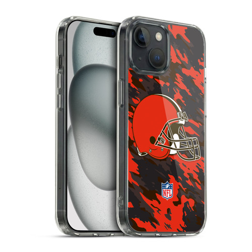 NFL Cleveland Browns Logo Camou Soft Gel Case for Apple iPhone 15 & MagSafe