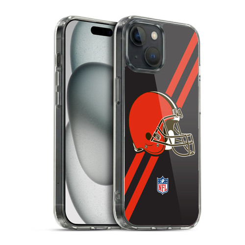 NFL Cleveland Browns Logo Stripes Soft Gel Case for Apple iPhone 15 & MagSafe