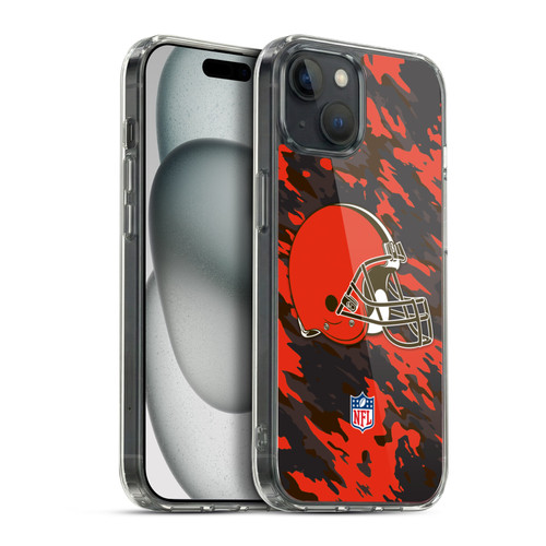 NFL Cleveland Browns Logo Camou Soft Gel Case for Apple iPhone 15 Plus & MagSafe