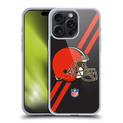 NFL Cleveland Browns Logo Stripes Soft Gel Case for Apple iPhone 15 Pro Max