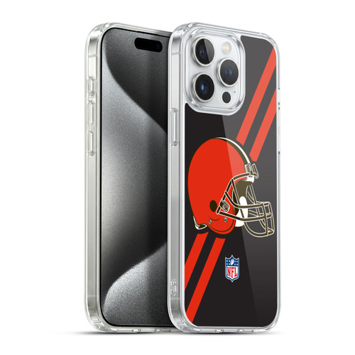 NFL Cleveland Browns Logo Stripes Soft Gel Case for Apple iPhone 15 Pro Max & MagSafe
