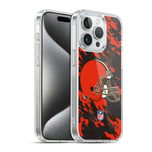 NFL Cleveland Browns Logo Camou Soft Gel Case for Apple iPhone 15 Pro & MagSafe