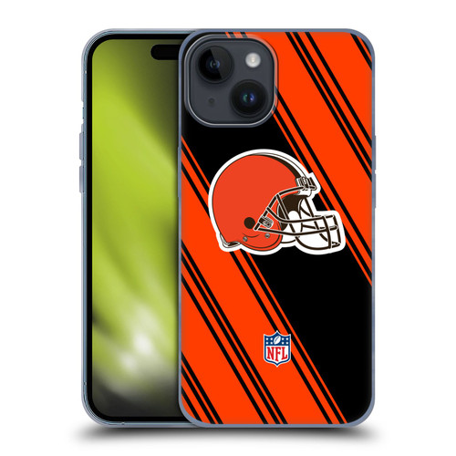 NFL Cleveland Browns Artwork Stripes Soft Gel Case for Apple iPhone 15