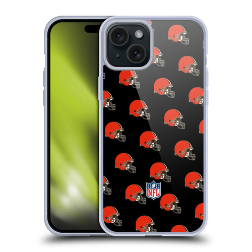 NFL Cleveland Browns Artwork Patterns Soft Gel Case for Apple iPhone 15 Plus