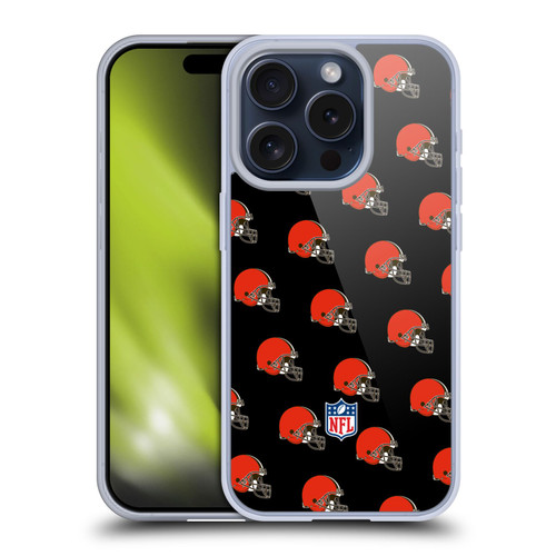NFL Cleveland Browns Artwork Patterns Soft Gel Case for Apple iPhone 15 Pro