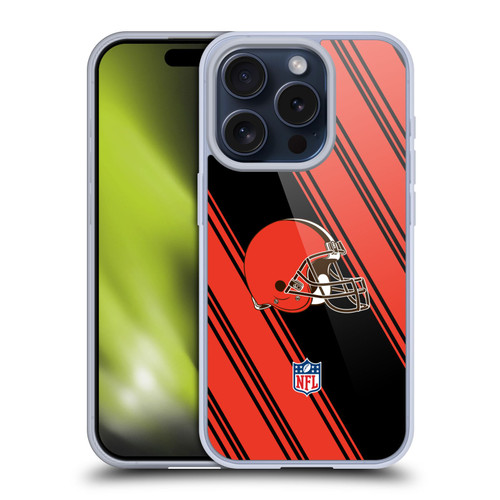 NFL Cleveland Browns Artwork Stripes Soft Gel Case for Apple iPhone 15 Pro