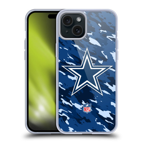 NFL Dallas Cowboys Logo Camou Soft Gel Case for Apple iPhone 15 Plus NFL Dallas Cowboys Logo Camou Soft Gel Case for Apple iPhone 15 Plus