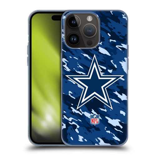 NFL Dallas Cowboys Logo Camou Soft Gel Case for Apple iPhone 15 Pro
