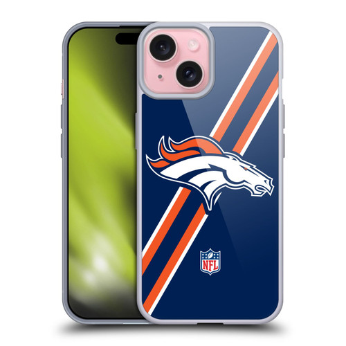 NFL Denver Broncos Logo Stripes Soft Gel Case for Apple iPhone 15