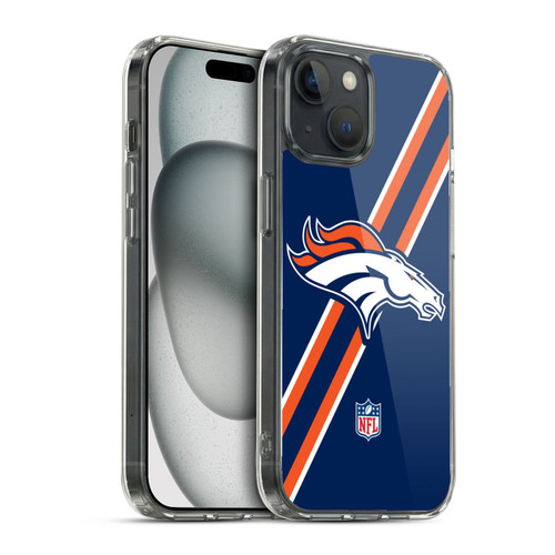 NFL Denver Broncos Logo Stripes Soft Gel Case for Apple iPhone 15