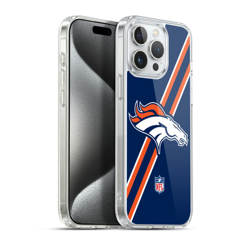 NFL Denver Broncos Logo Stripes Soft Gel Case for Apple iPhone 15 Pro Max