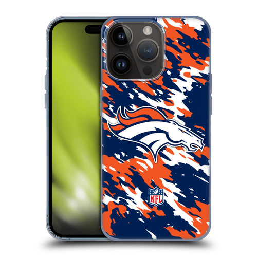 NFL Denver Broncos Logo Camou Soft Gel Case for Apple iPhone 15 Pro