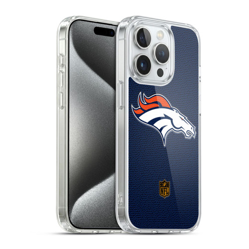 NFL Denver Broncos Logo Football Soft Gel Case for Apple iPhone 15 Pro