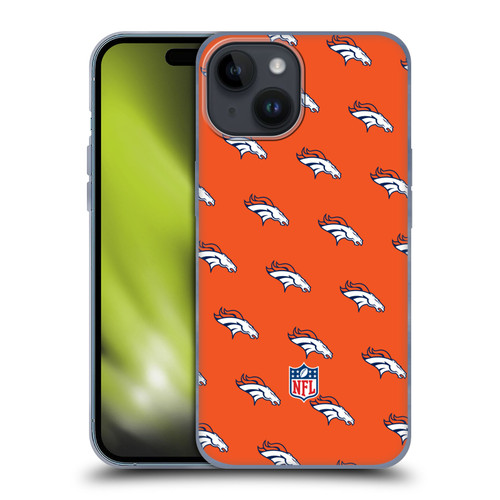NFL Denver Broncos Artwork Patterns Soft Gel Case for Apple iPhone 15