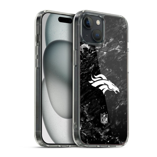 NFL Denver Broncos Artwork Marble Soft Gel Case for Apple iPhone 15 Plus
