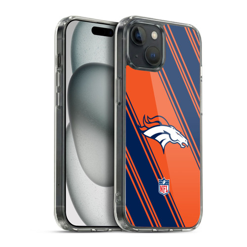 NFL Denver Broncos Artwork Stripes Soft Gel Case for Apple iPhone 15 Plus