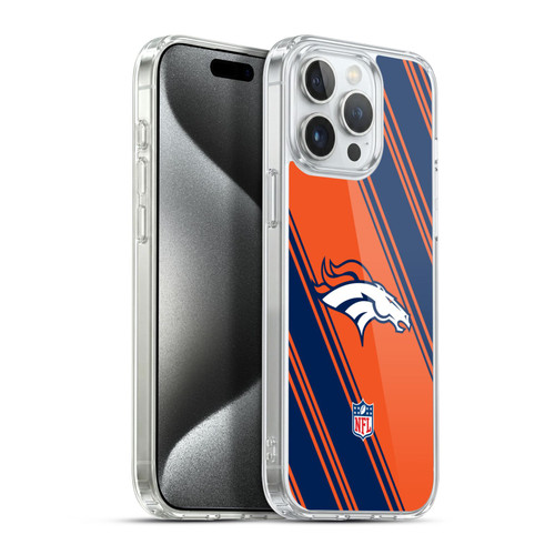NFL Denver Broncos Artwork Stripes Soft Gel Case for Apple iPhone 15 Pro Max