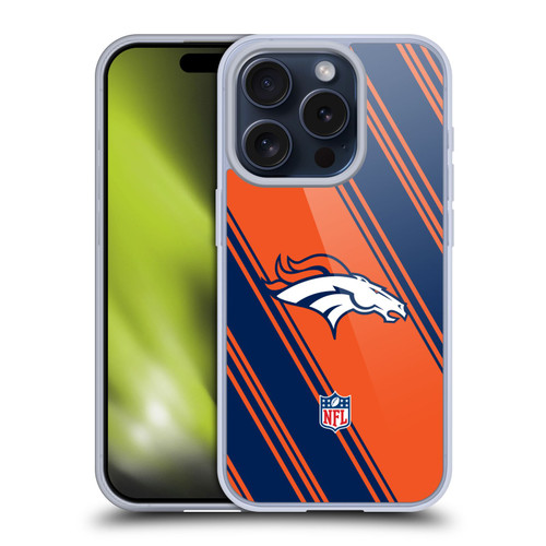 NFL Denver Broncos Artwork Stripes Soft Gel Case for Apple iPhone 15 Pro