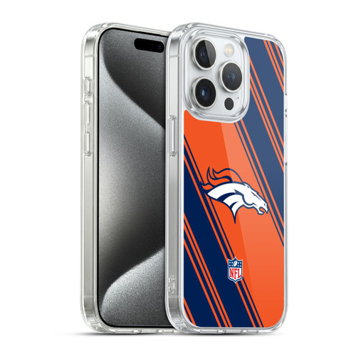 NFL Denver Broncos Artwork Stripes Soft Gel Case for Apple iPhone 15 Pro