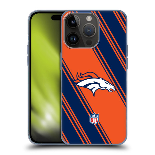 NFL Denver Broncos Artwork Stripes Soft Gel Case for Apple iPhone 15 Pro
