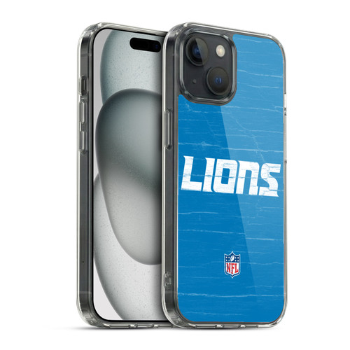NFL Detroit Lions Logo Distressed Look Soft Gel Case for Apple iPhone 15 & MagSafe