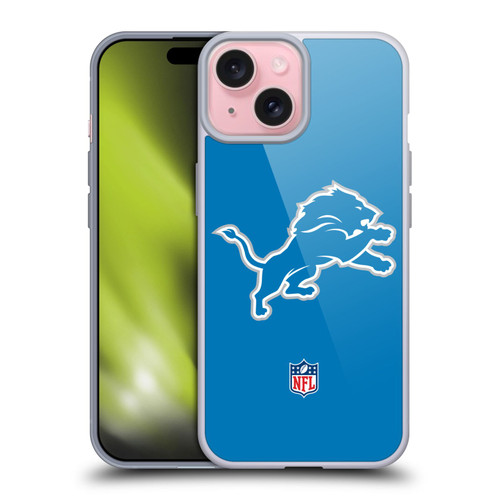 NFL Detroit Lions Logo Plain Soft Gel Case for Apple iPhone 15