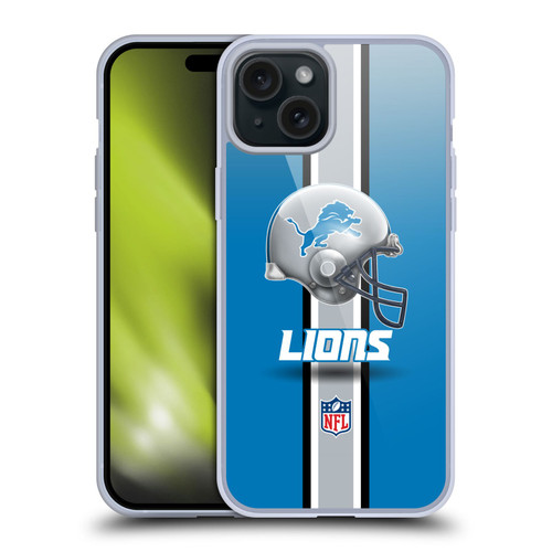 NFL Detroit Lions Logo Helmet Soft Gel Case for Apple iPhone 15 Plus