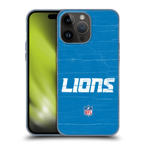 NFL Detroit Lions Logo Distressed Look Soft Gel Case for Apple iPhone 15 Pro Max