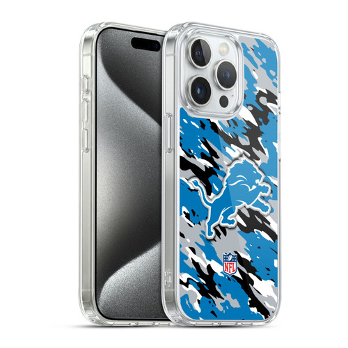 NFL Detroit Lions Logo Camou Soft Gel Case for Apple iPhone 15 Pro & MagSafe
