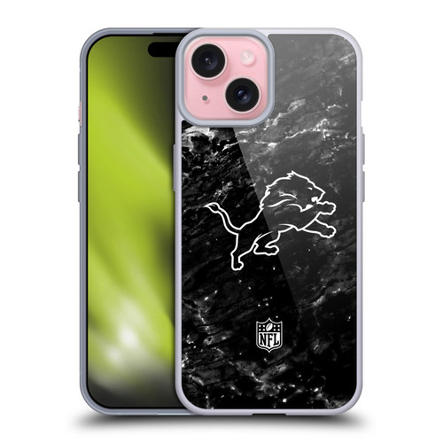 NFL Detroit Lions Artwork Marble Soft Gel Case for Apple iPhone 15