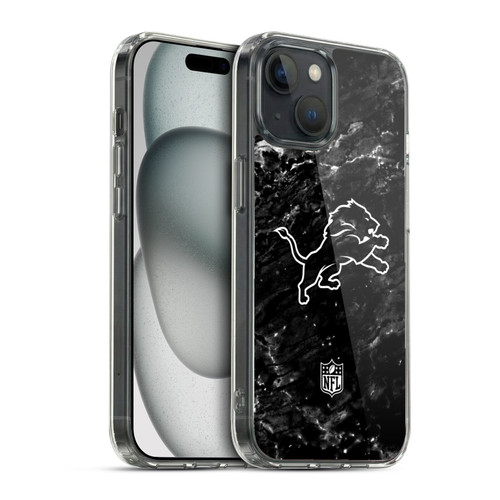 NFL Detroit Lions Artwork Marble Soft Gel Case for Apple iPhone 15 & MagSafe