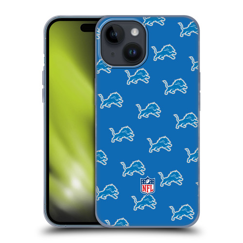 NFL Detroit Lions Artwork Patterns Soft Gel Case for Apple iPhone 15