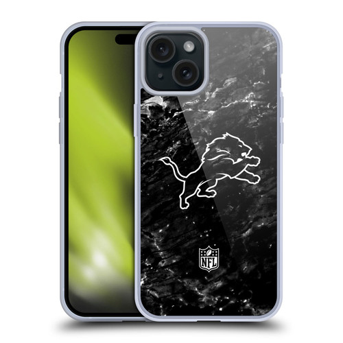 NFL Detroit Lions Artwork Marble Soft Gel Case for Apple iPhone 15 Plus