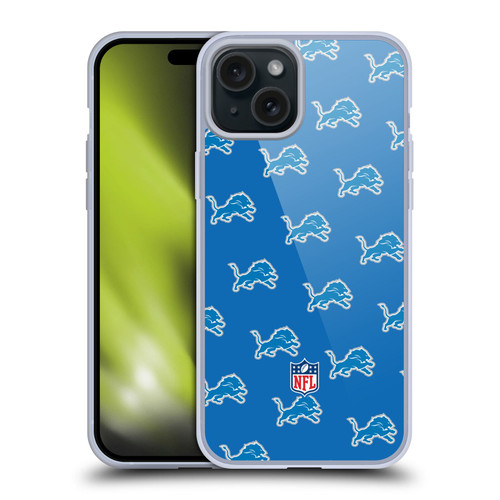 NFL Detroit Lions Artwork Patterns Soft Gel Case for Apple iPhone 15 Plus
