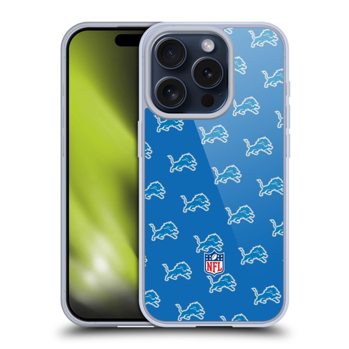 NFL Detroit Lions Artwork Patterns Soft Gel Case for Apple iPhone 15 Pro