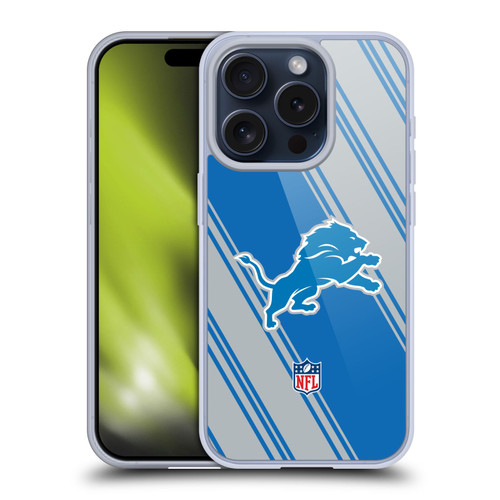 NFL Detroit Lions Artwork Stripes Soft Gel Case for Apple iPhone 15 Pro