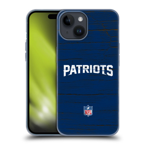 NFL New England Patriots Logo Distressed Look Soft Gel Case for Apple iPhone 15