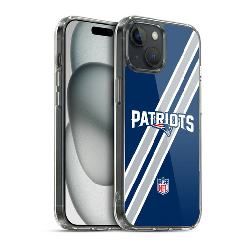 NFL New England Patriots Logo Stripes Soft Gel Case for Apple iPhone 15