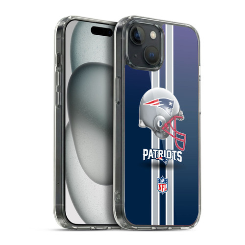 NFL New England Patriots Logo Helmet Soft Gel Case for Apple iPhone 15 Plus