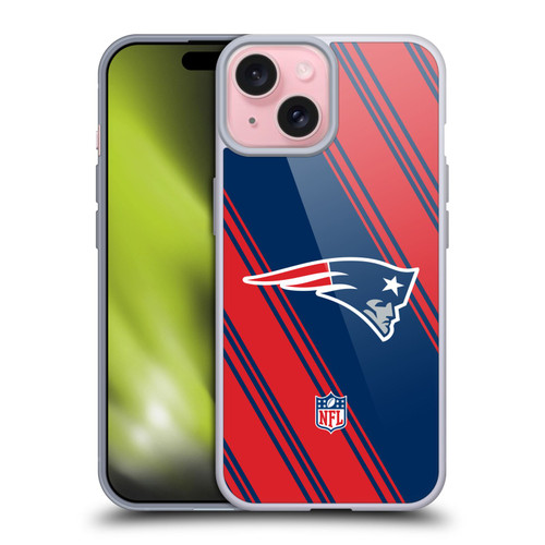 NFL New England Patriots Artwork Stripes Soft Gel Case for Apple iPhone 15 NFL New England Patriots Artwork Stripes Soft Gel Case for Apple iPhone 15