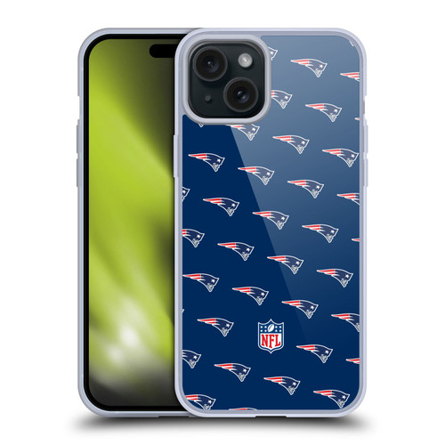 NFL New England Patriots Artwork Patterns Soft Gel Case for Apple iPhone 15 Plus