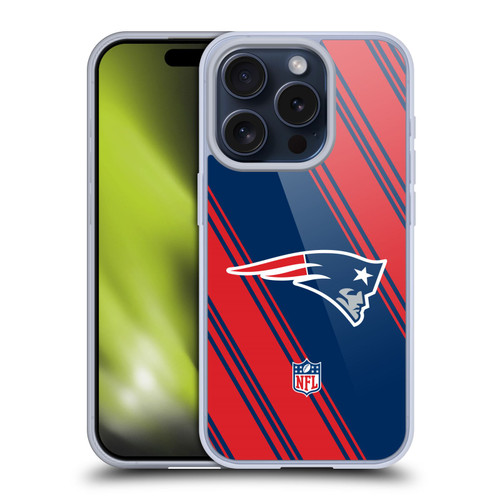 NFL New England Patriots Artwork Stripes Soft Gel Case for Apple iPhone 15 Pro