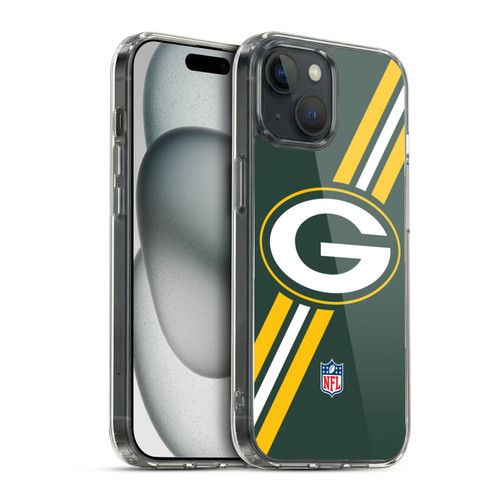 NFL Green Bay Packers Logo Stripes Soft Gel Case for Apple iPhone 15 & MagSafe