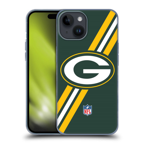 NFL Green Bay Packers Logo Stripes Soft Gel Case for Apple iPhone 15