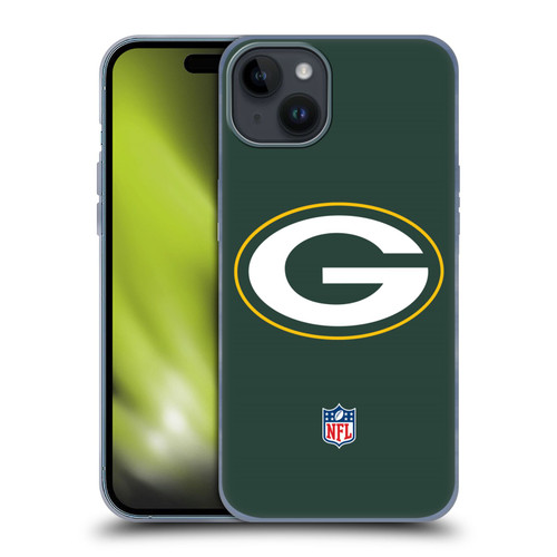 NFL Green Bay Packers Logo Plain Soft Gel Case for Apple iPhone 15 Plus
