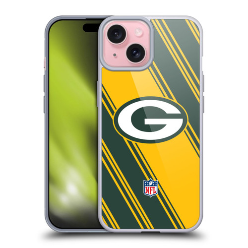 NFL Green Bay Packers Artwork Stripes Soft Gel Case for Apple iPhone 15