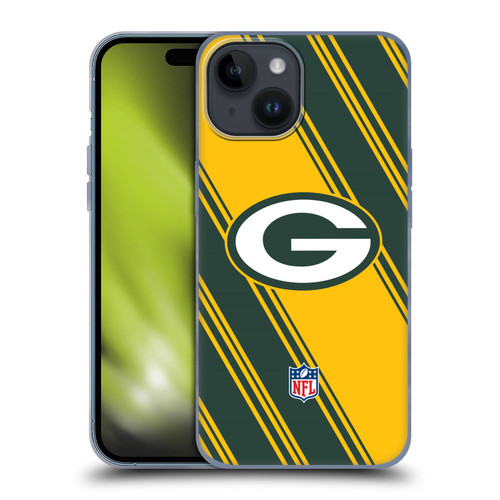 NFL Green Bay Packers Artwork Stripes Soft Gel Case for Apple iPhone 15