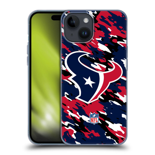 NFL Houston Texans Logo Camou Soft Gel Case for Apple iPhone 15