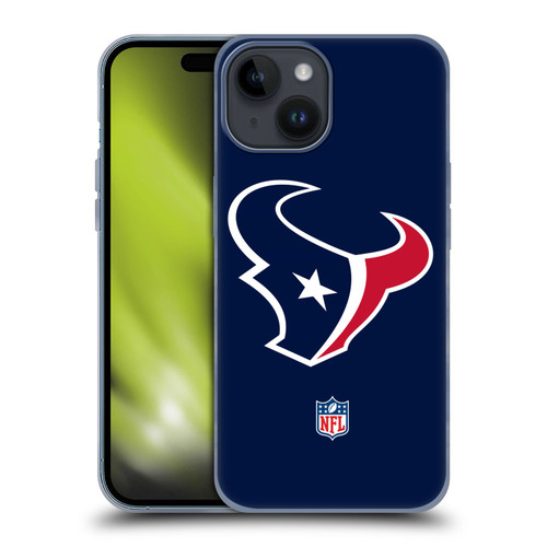 NFL Houston Texans Logo Plain Soft Gel Case for Apple iPhone 15